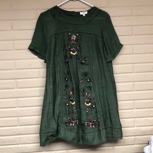 Green embroidered dress